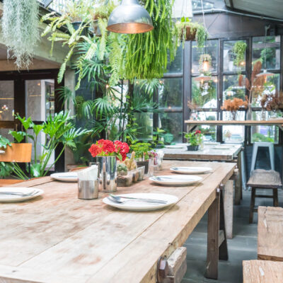 table set on wooden dinning table